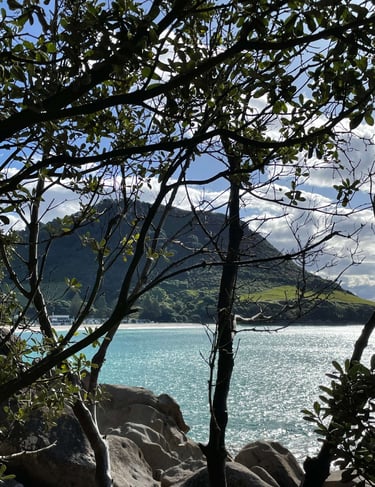 Vistas de Mount Maunganui desde Moturiki Island