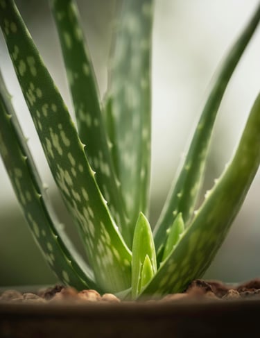 Fresh aloe vera leaves with aloe vera gel, perfect for skin rejuvenation and anti-aging treatments.