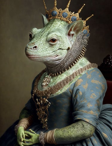 a lizard lizard lizard in a blue dress