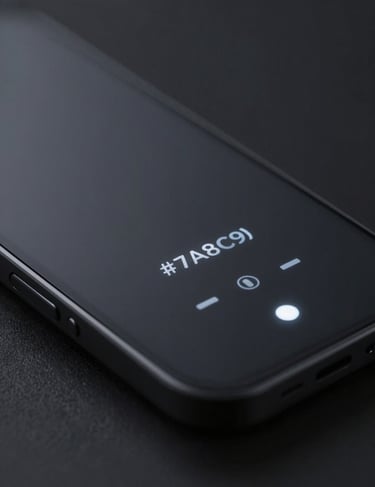 A dark, moody macro shot of a sleek, futuristic hardware product interface with subtle, glowing LED indicators. Colors: #7A8C9E and #0A1118.