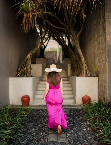 Luxury portrait session at resort entrance Alila Soori Tabanan Bali