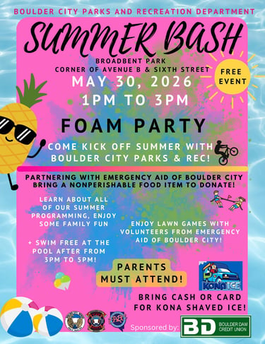 Boulder City Summer Bash 2026 flyer