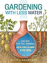 Book cover for Gardening With Less Water featuring an olla irrigation pot for drought-resistant plants.