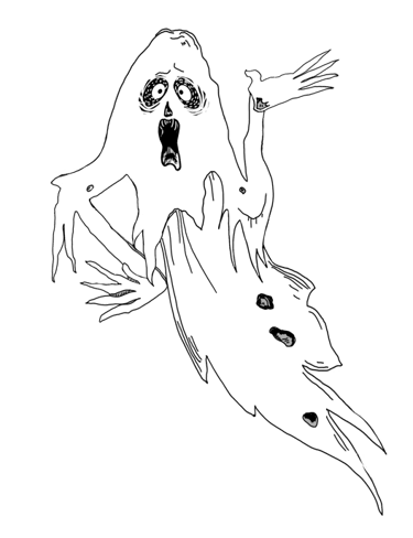 an argumentative ghost with hand on hip