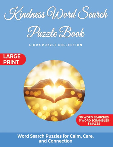 Large print kindness word search book cover