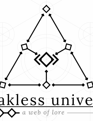 Cover art for weakless universe. It has 6 diamonds in a triangle with a 7th in the center, all connected together with lines.