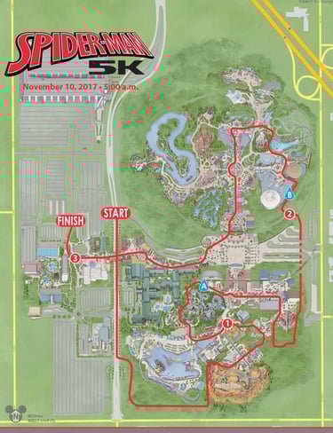 2017 runDisney Super Heroes Half Marathon Weekend Spider-Man 5K Course Map