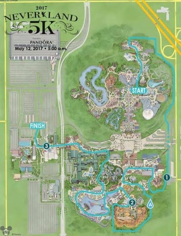 2017 runDisney Tinker Bell Half Marathon Weekend Never Land 5K Course Map