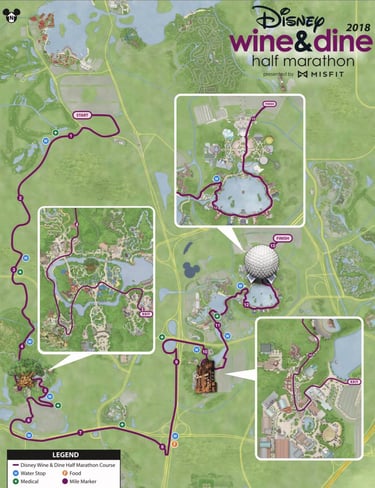2018 runDisney Wine and Dine Half Marathon Weekend Half Marathon Course Map