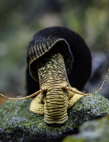 Exotic orange rabbit snail raised in mineral-rich water for high color