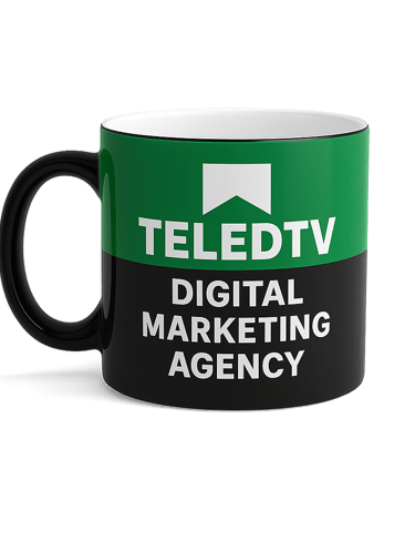 LOGO Tasse grün weiss schwarz, TELEDTV