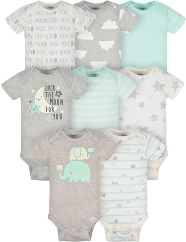 8 pack baby onsies with snaps and adjustable collar