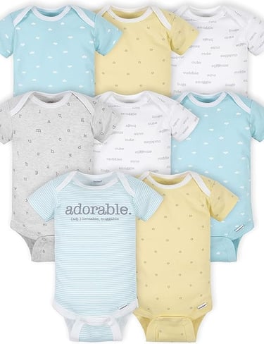 8 pack baby onsies with snaps and adjustable collar