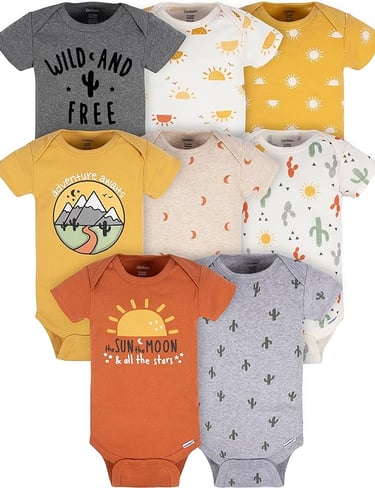 8 pack baby onsies with snaps and adjustable collar