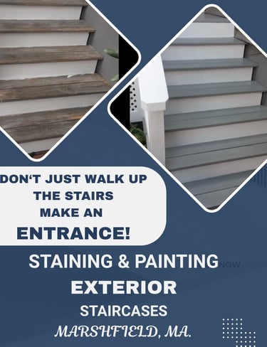 Before and after exterior painting of stairs in Marshfield,MA.
