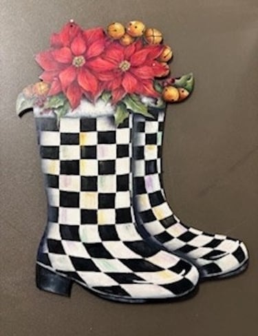 Patty Butters original acrylic design called Christmas Boots 