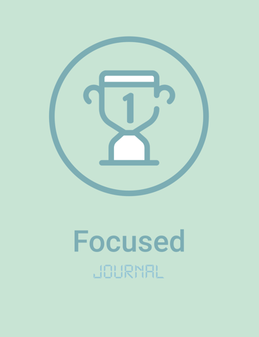 A minimalist trophy icon on a light green background with the words Focused Journal below.