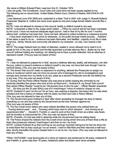 Court wrongdoings during Trial. 1 page.