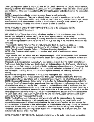 Court wrongdoings during Oral Argument. 1 page.