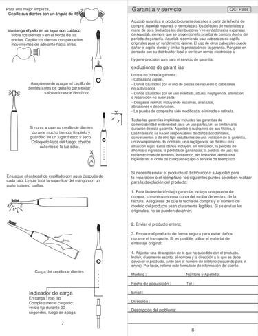 Manual del usuario de cepillo de dientes sónico Aquolab 1801 ES 4