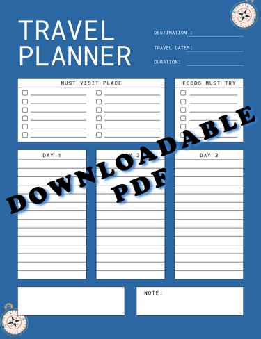 Downloadable PDF Travel Planner