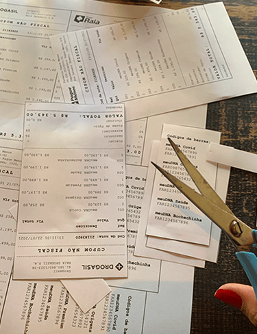 notas fiscais e códigos dos testes