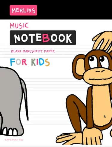 Merlin’s Music Notebook for Children – Beginner Manuscript Paper with Large Staves