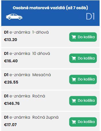 Maďarska e znamka diaľnica ceny