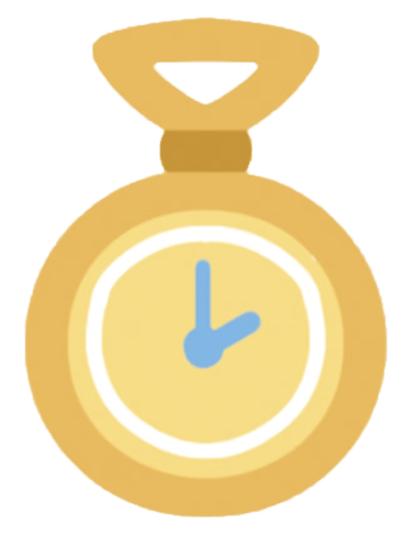 Medal with a clock icon in the center.