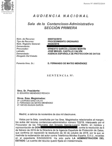 Condena a la Agencia Española de Protección de Datos por no responder a una reclamación