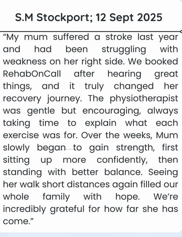 Patient reviews about their home physiotherapy journey after stroke