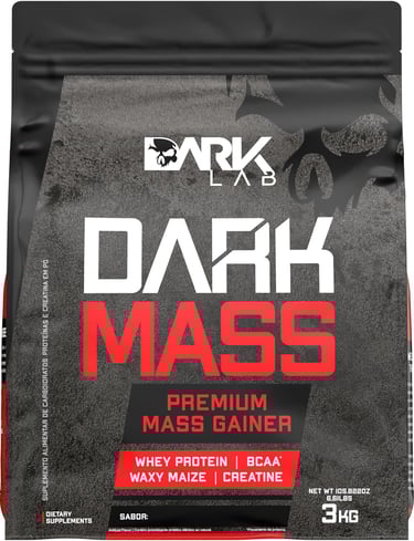 Pote de Hipercalórico Dark Mass Dark Lab: volumação exponencial e creatina