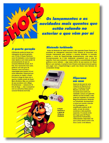 Revista Ação Games edição 17-A de Dezembro de 1990 faz artigo sobre lançamento do Super Famicom