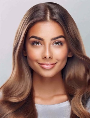 a woman with long hair and a gray shirt just went through a protein boost treatment on her hair