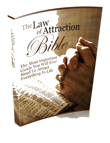 The Law of Attraction Bible book cover featuring praying hands and open scripture pages.