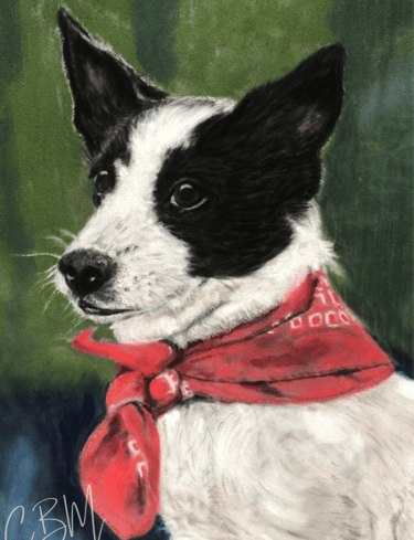 CBM Art Dog with red neck tie