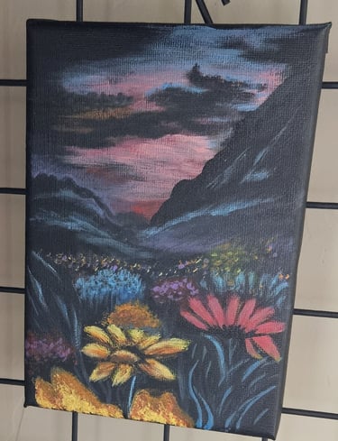 3D mountain landscape scene painting