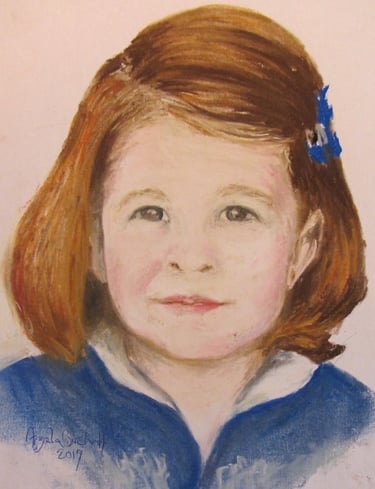 Portrait of Princess Charlotte, aged 3, drawn in soft pastel.