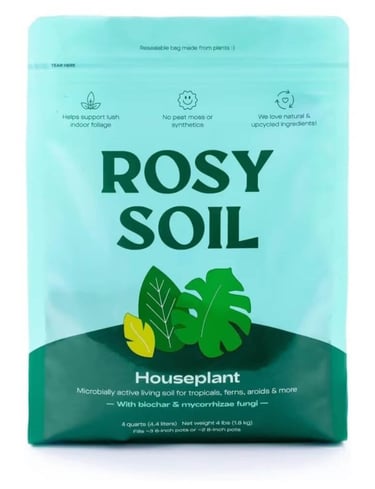 Rosy Soil houseplant mix balanced indoor potting soil with coco coir, perlite, and organic nutrients