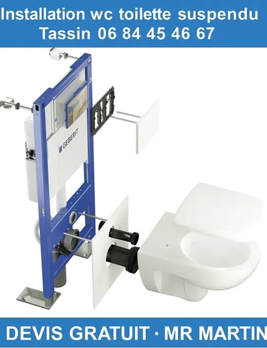 pose reparation wc toilette suspendu qui fuit Tassin