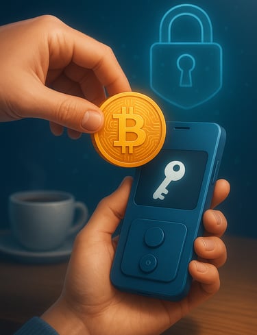 Bitcoin, hand, key, secure