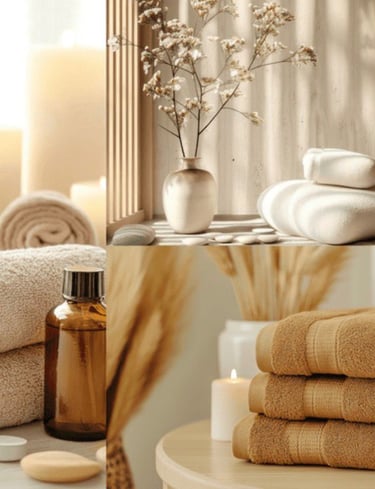 luxury spa towels with oils and candles at wellness lounge hurghada