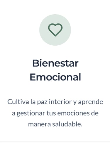 Infographic card for emotional wellness and mental health with a heart icon and Spanish text.