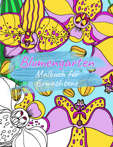 Malbuch für Erwachsene, Ausmalbuch für Erwachsene, Malbuch mit Blumen, Malbuch zum Entspannen