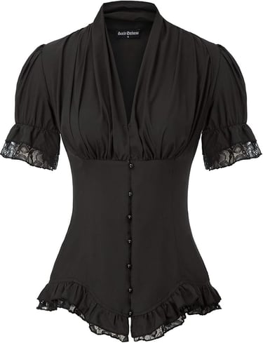 Goth Dark Romance Shirt: Victorian Blouse Lace Up Top