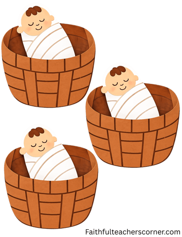Easy Baby Moses basket craft for kids with paper and simple shapes for an Exodus 2 Bible lesson