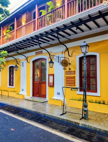Colonial-style Palais de Mahe facade Pondicherry.