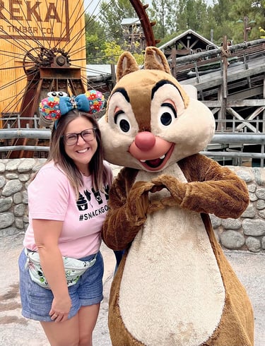 Lauren Blundell pictured with Dale at Disney's Magic Kingdom® Park.