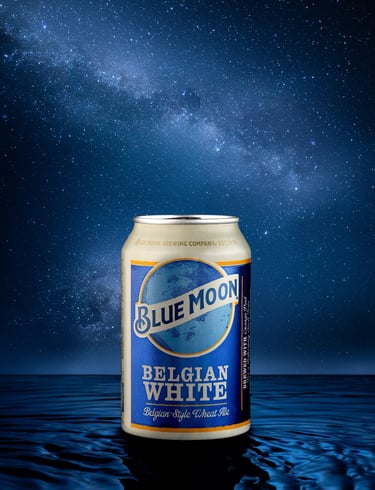 beer can in the water and a star sky