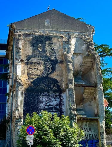 a building with graffiti art in Croatia Rijeka